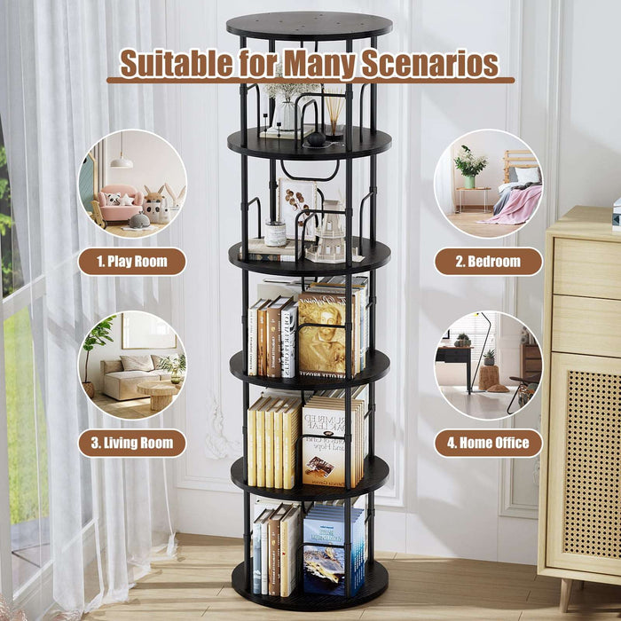 Flycity 360° Display 3-5 Tier Rotating Bookshelf with Special Visible Partition Storage