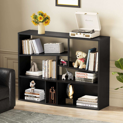 Flycity Black Modern Bookcase with Anti-Tipping Feature