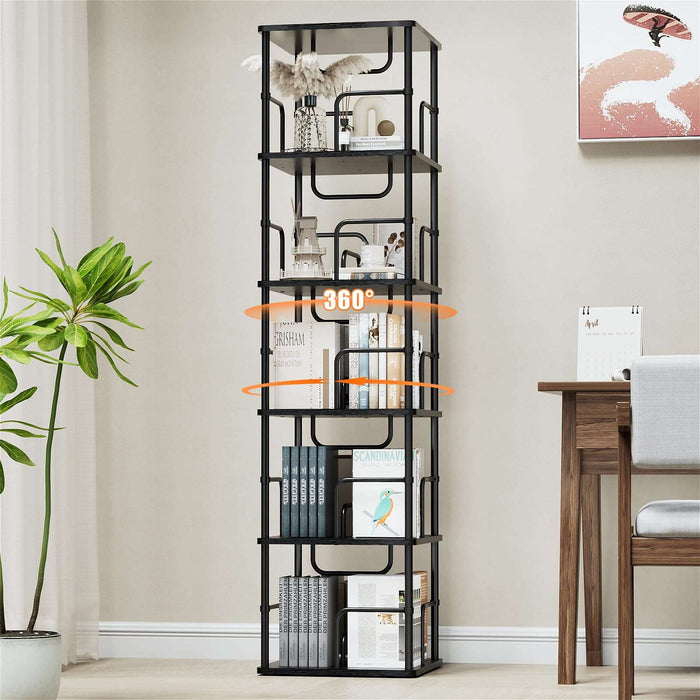 Black Square Rotating Bookshelf-2