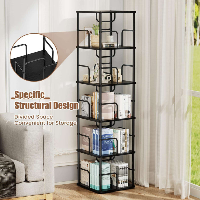 Black Square Rotating Bookshelf-3