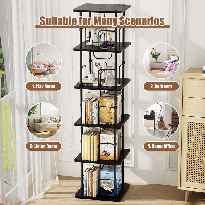 Black Square Rotating Bookshelf-8