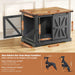 Flycity Farmhouse Black Heavy Duty Dog Crate Furniture with Sliding Door