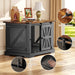 Flycity Farmhouse Black Heavy Duty Dog Crate Furniture with Sliding Door