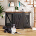 Flycity Farmhouse Black Heavy Duty Dog Crate Furniture with Sliding Door