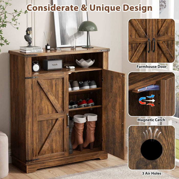 Brown Farmhouse Shoe Cabinet-3