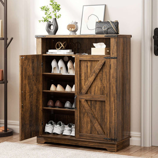 Brown Farmhouse Shoe Cabinet