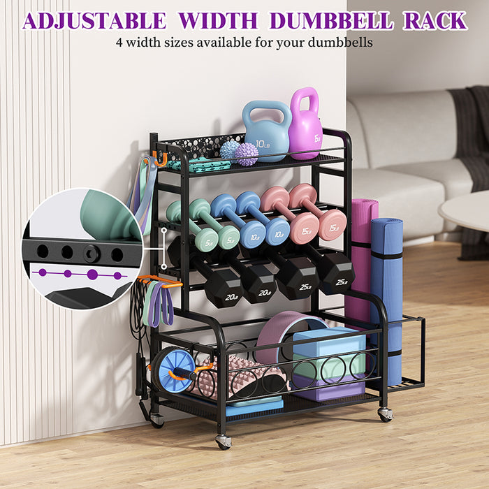 adjustable width dumbbell rack