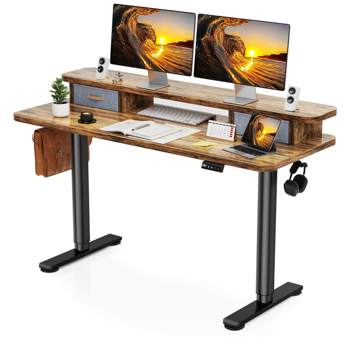 Flycity Electric Standing Desk with Dual Drawers