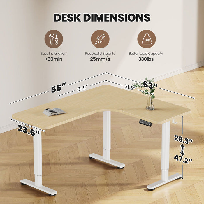 Electric L Shaped Standing Home Office Desk