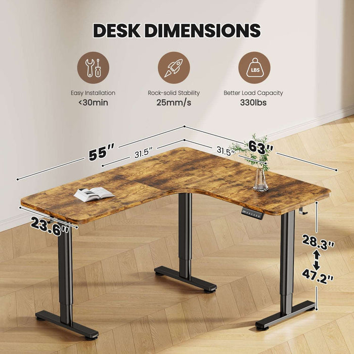 Electric L Shaped Standing Home Office Desk