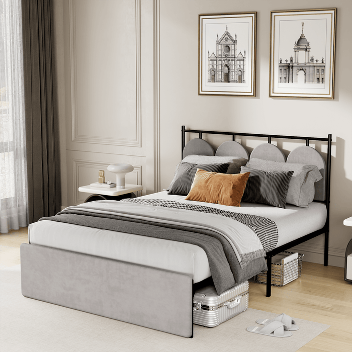 Modern Full Upholstered Bed Frame with Headboard and Footboard