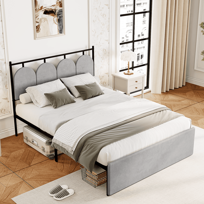 Modern Full Upholstered Bed Frame with Headboard and Footboard