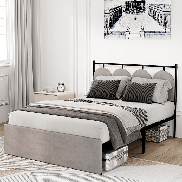 Modern Full Upholstered Bed Frame with Headboard and Footboard