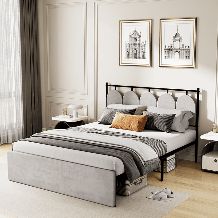 Modern Full Upholstered Bed Frame with Headboard and Footboard