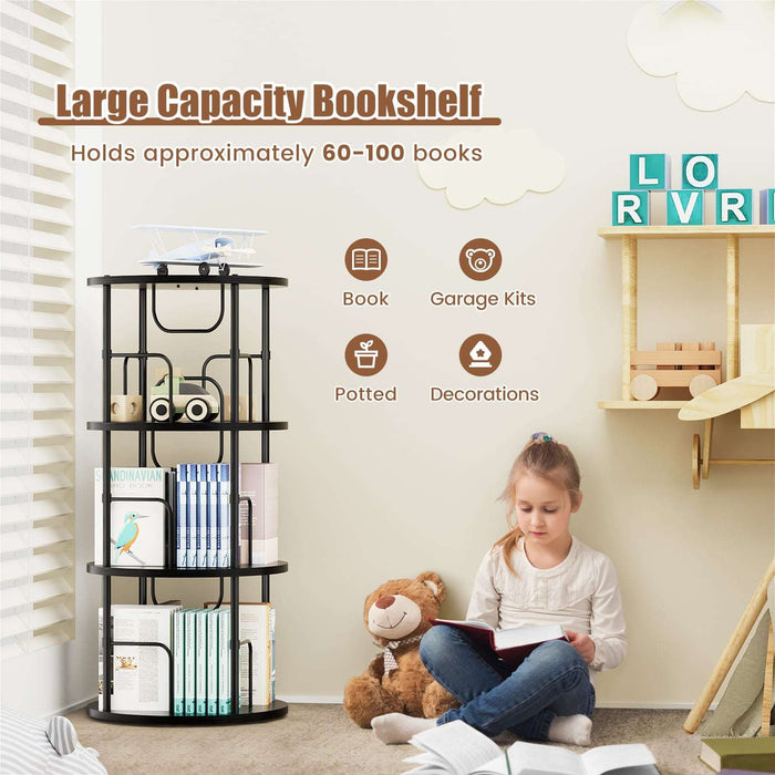 Flycity 360° Display 3-5 Tier Rotating Bookshelf with Special Visible Partition Storage