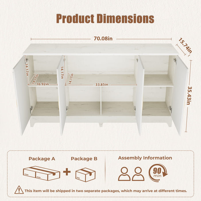 Flycity 70" Kitchen Sideboard Buffet Cabinet with Storage