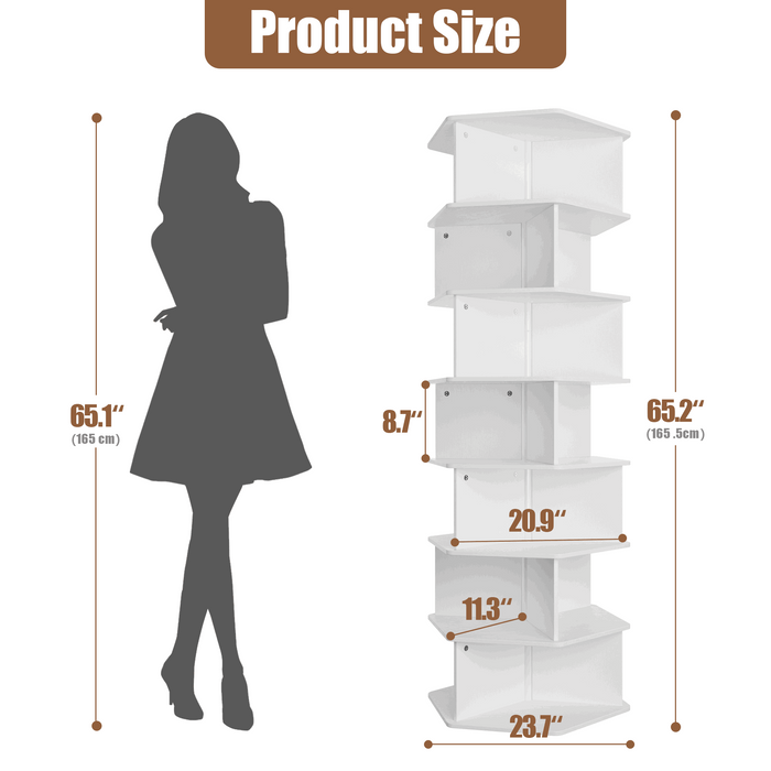 Flycity 7-Tier White 360° Rotating Shoe Rack Tower