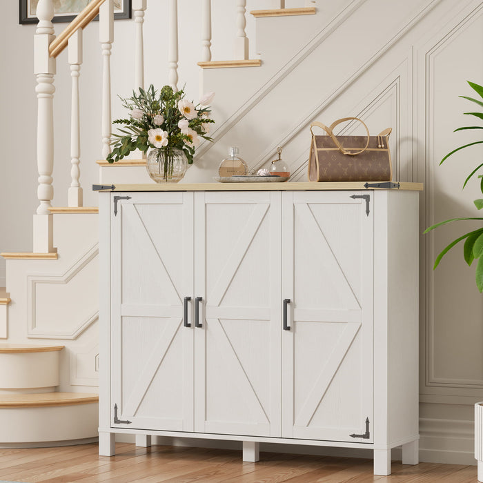 Flycity 5-Tier White Farmhouse Shoe Storage Cabinet