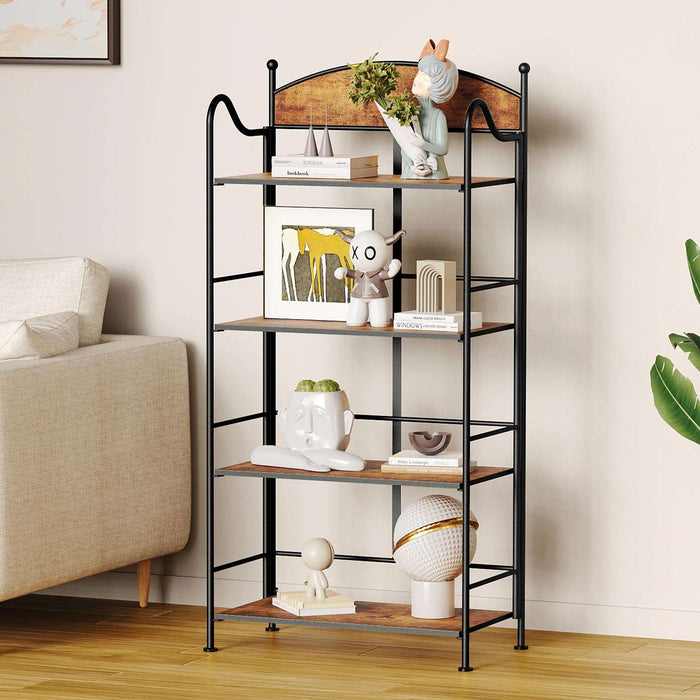 Flycity 3-5 Tier Vintage No Assembly Folding Bookshelf