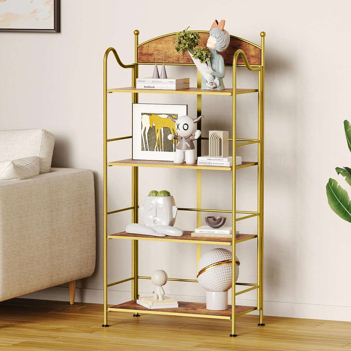 Flycity 3-5 Tier Vintage No Assembly Folding Bookshelf