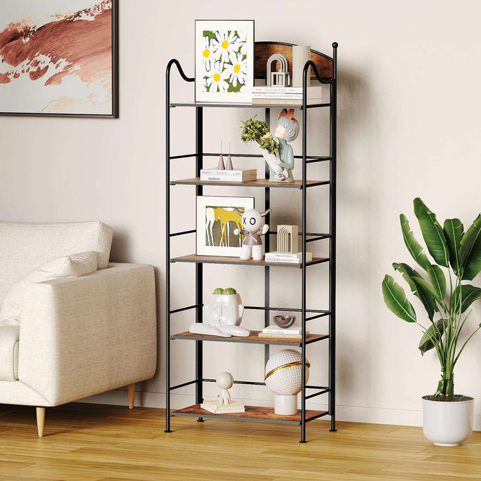 Flycity 3-5 Tier Vintage No Assembly Folding Bookshelf