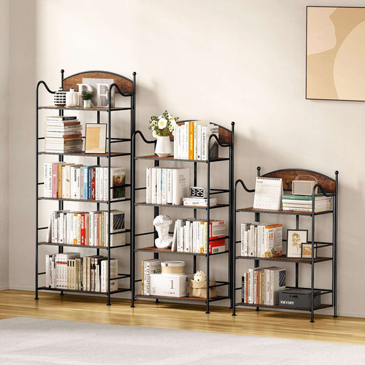 Flycity 3-5 Tier Vintage No Assembly Folding Bookshelf