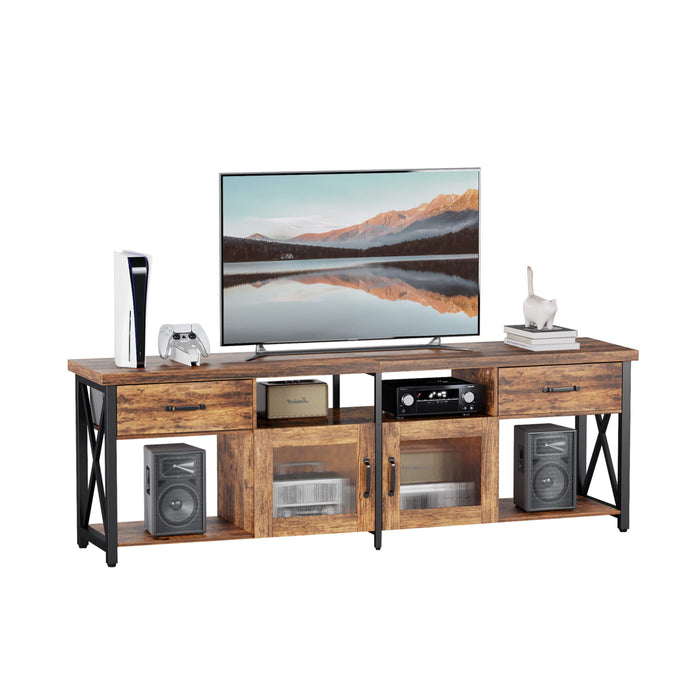 Flycity TV Stand Entertainment Center with Fabric Drawers & Cabinets