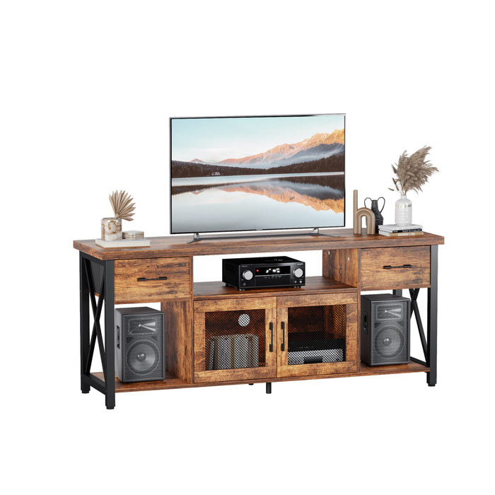 Flycity TV Stand Entertainment Center with Fabric Drawers & Cabinets