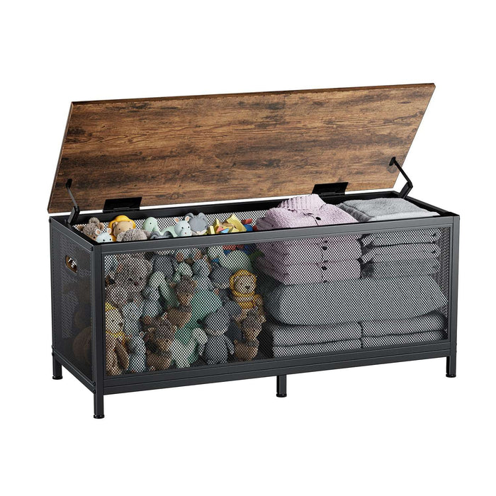 Flycity Wooden Metal Frame Storage Bench with Storage Easy Assembly