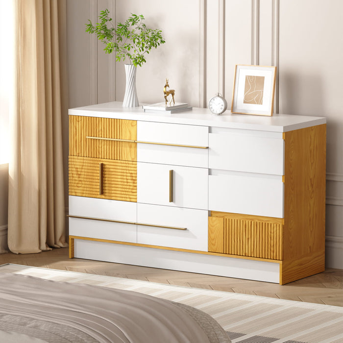 Flycity Modern Bedroom 9 Drawer Dresser with Fluted Finish