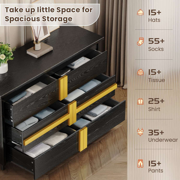 Black 6 Drawer Dresser-5