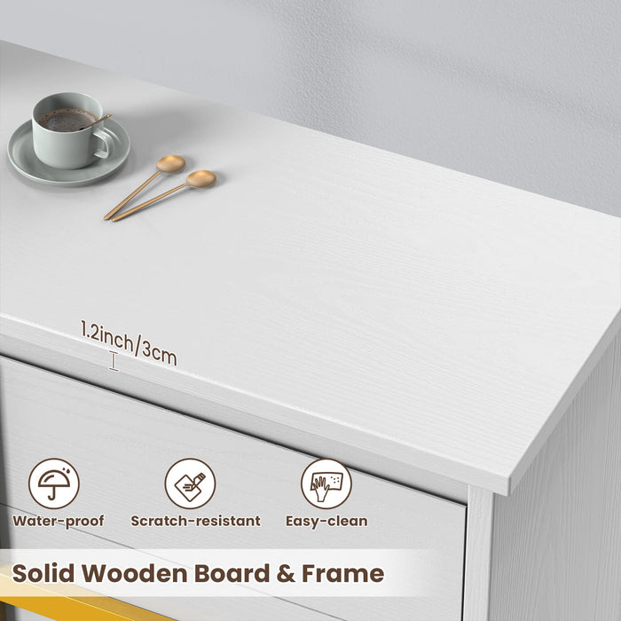 Flycity Modern Wood Dresser for Bedroom - 6 Drawer dresser with Elegant Gold Handles