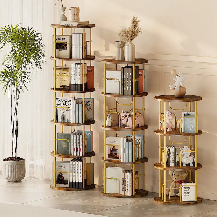 Flycity 3-5 Tier Rotating Bookshelf With 360° Spinning Display