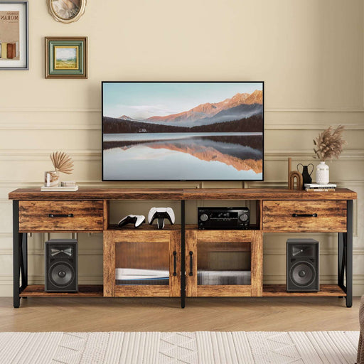 Flycity TV Stand Entertainment Center with Fabric Drawers & Cabinets