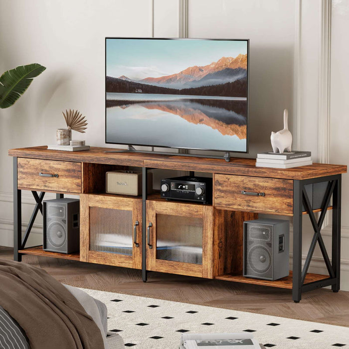 Flycity TV Stand Entertainment Center with Fabric Drawers & Cabinets